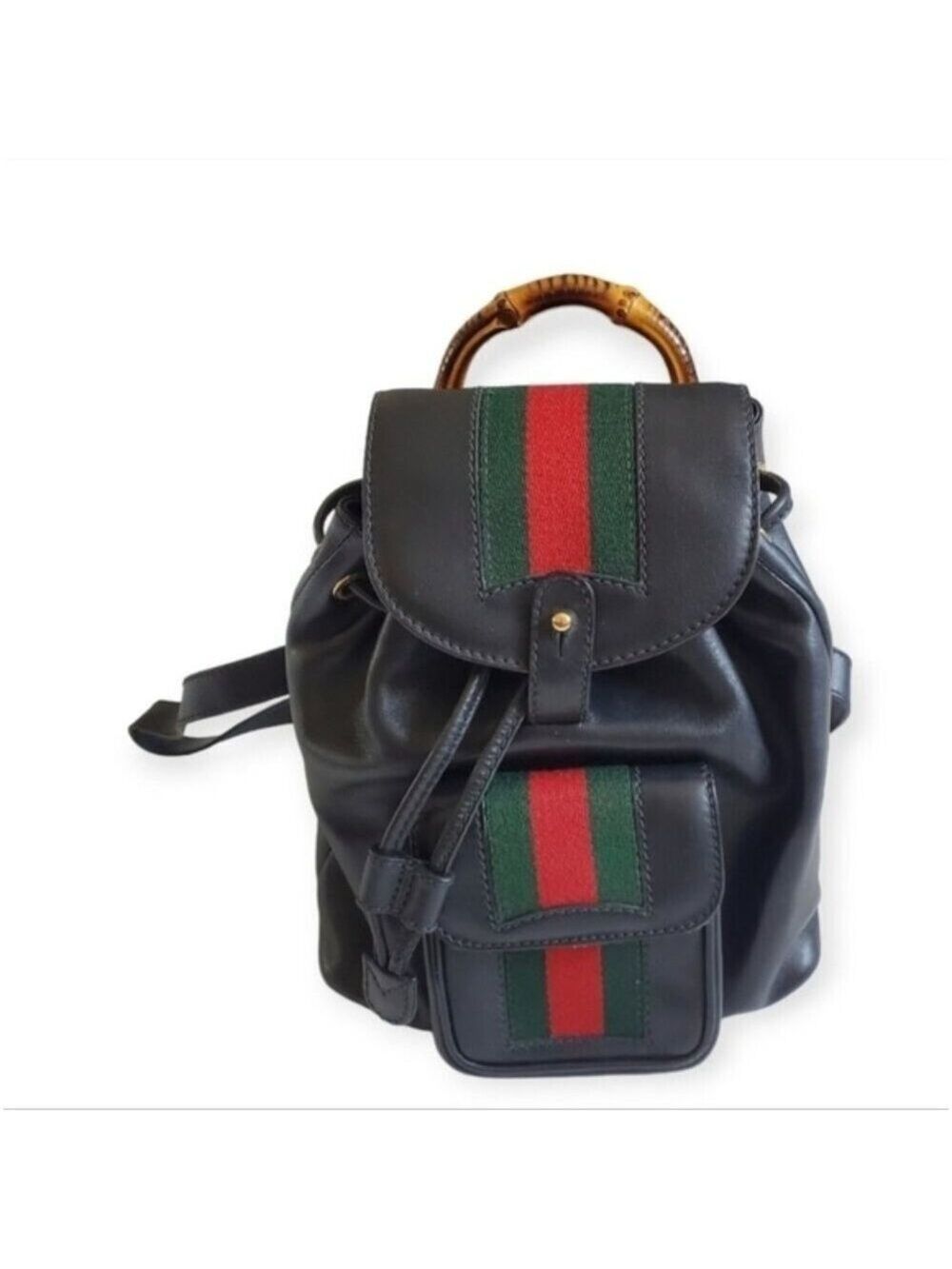 Authentic Gucci Mini Backpack Black Leather Bamboo Handle